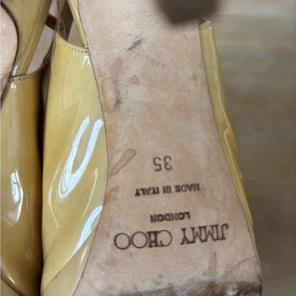 Jimmy Choo Yellow Peep Toe Heels - Picture 5 of 6